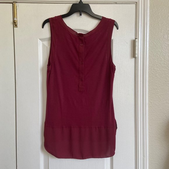 Loft Burgundy Rayon Sleeveless Top Small - Picture 3 of 5